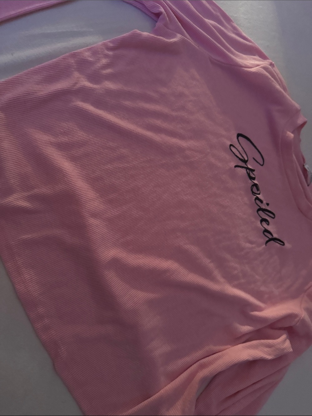 Spoiled Script Pink Long-Sleeve Crop Top fashion nova - Picture 5 of 6